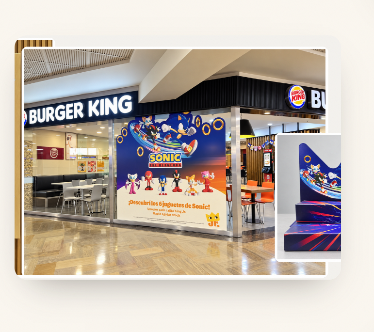 Local Burger King ambientado con la campaña Sonic, producido por MC Servicios